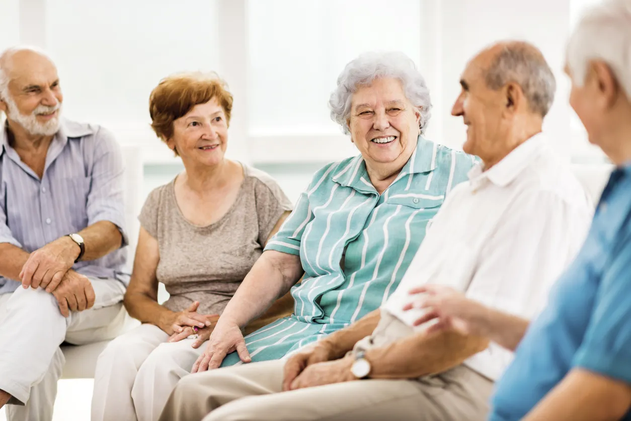 Asbury Place Maryville residents sharing stories during social activity